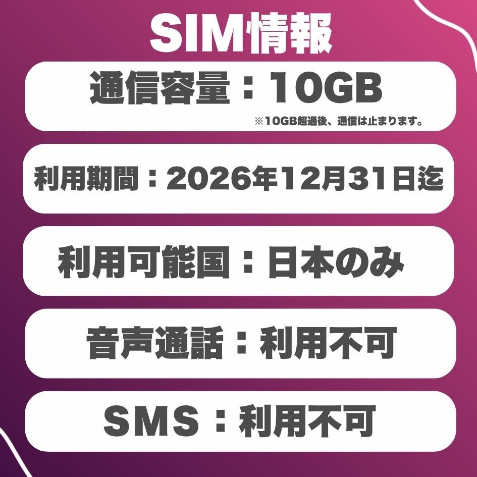 楽天プリペイドSIM データ容量10GB ※SIM有効期限2026年12月31日迄