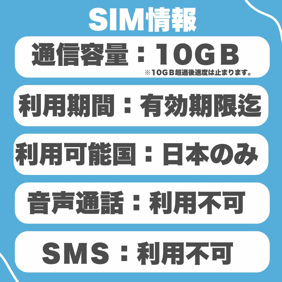 ソフトバンク プリペイドSIM データ容量10GB 日本SIM 有効期限2026年9月15日迄