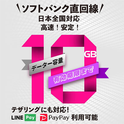 ソフトバンク プリペイドSIM データ容量10GB 日本SIM 有効期限2027年3月19日迄