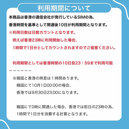 韓国プリペイドSIM 利用日10日 データ通信使い放題 データ通信専用 韓国SIM ローミングSIM